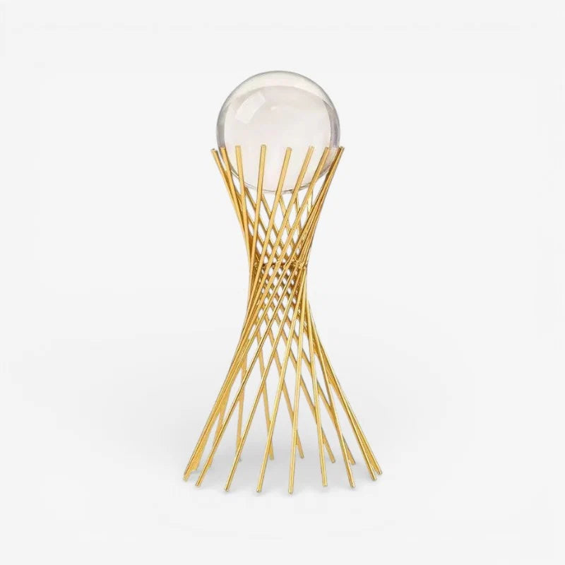 Tabletop Statue | Sphere-Inspired Metal Form | Gold Finish