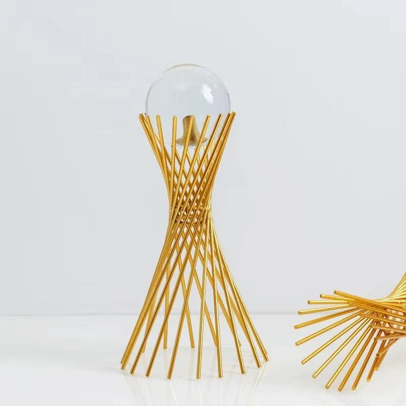 Tabletop Statue | Sphere-Inspired Metal Form | Gold Finish