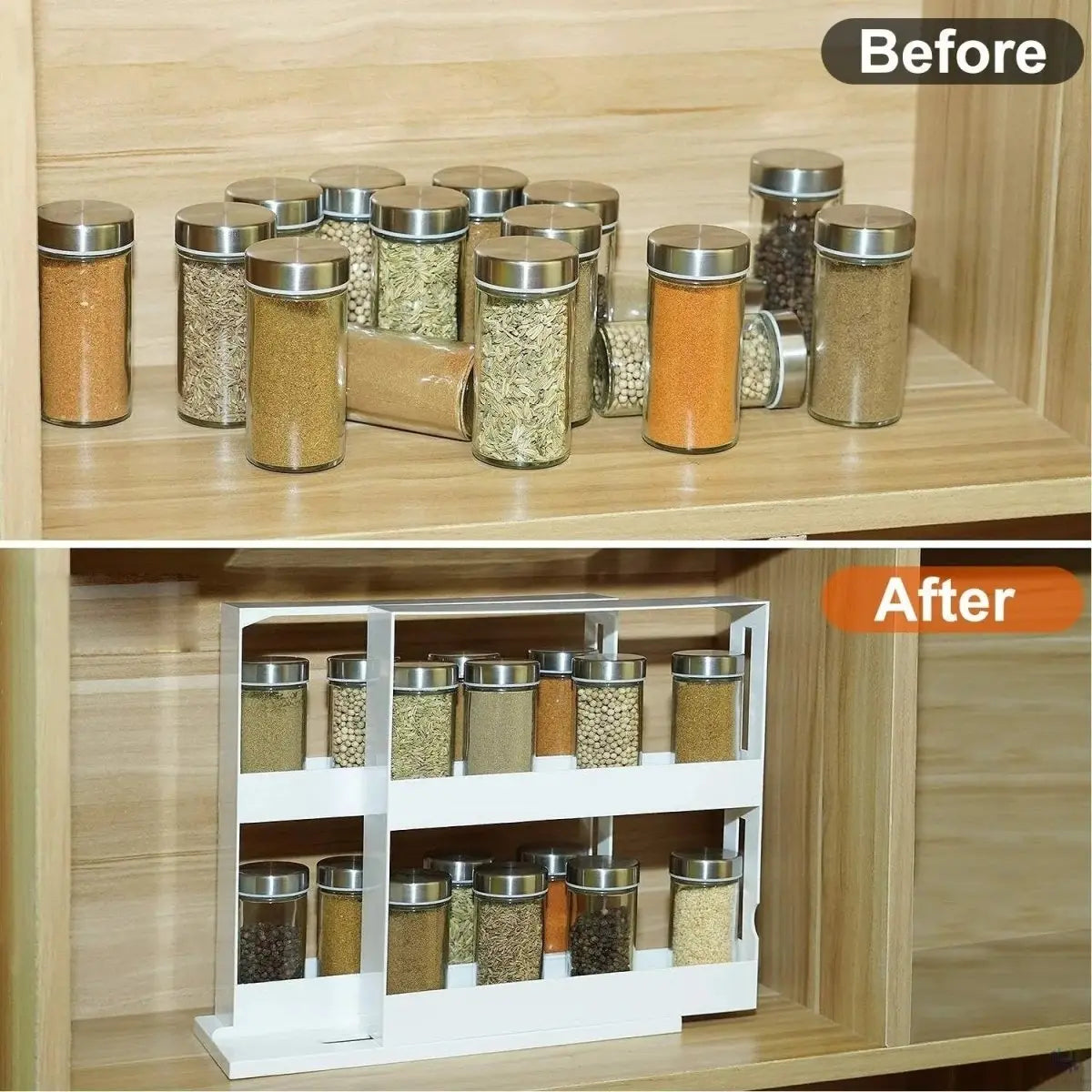 Spice Rack | Two-Tier Swivel | Holds Up to 20 Bottles