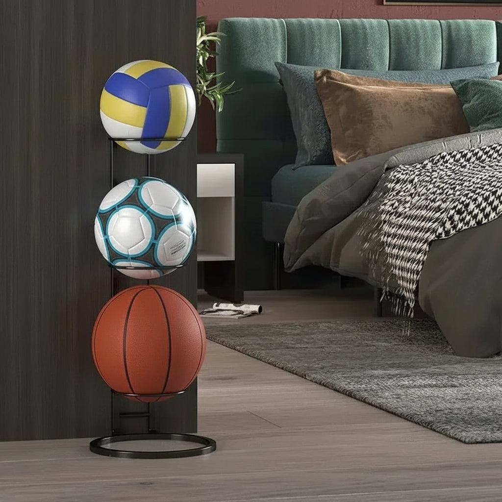 Ball Storage Rack | Multi-Layer Vertical Frame | Wall Mounting Brackets