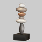 Stone Sculpture | Stacked Rounded Stones | Slim Flat Base
