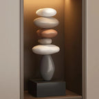 Stone Sculpture | Stacked Rounded Stones | Slim Flat Base