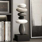 Stone Sculpture | Stacked Rounded Stones | Slim Flat Base