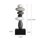 Stone Sculpture | Stacked Rounded Stones | Slim Flat Base