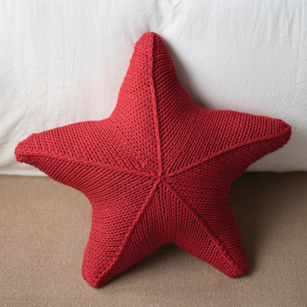 Accent Pillow | Hand-Knitted Starfish Design | 20 x 20 in