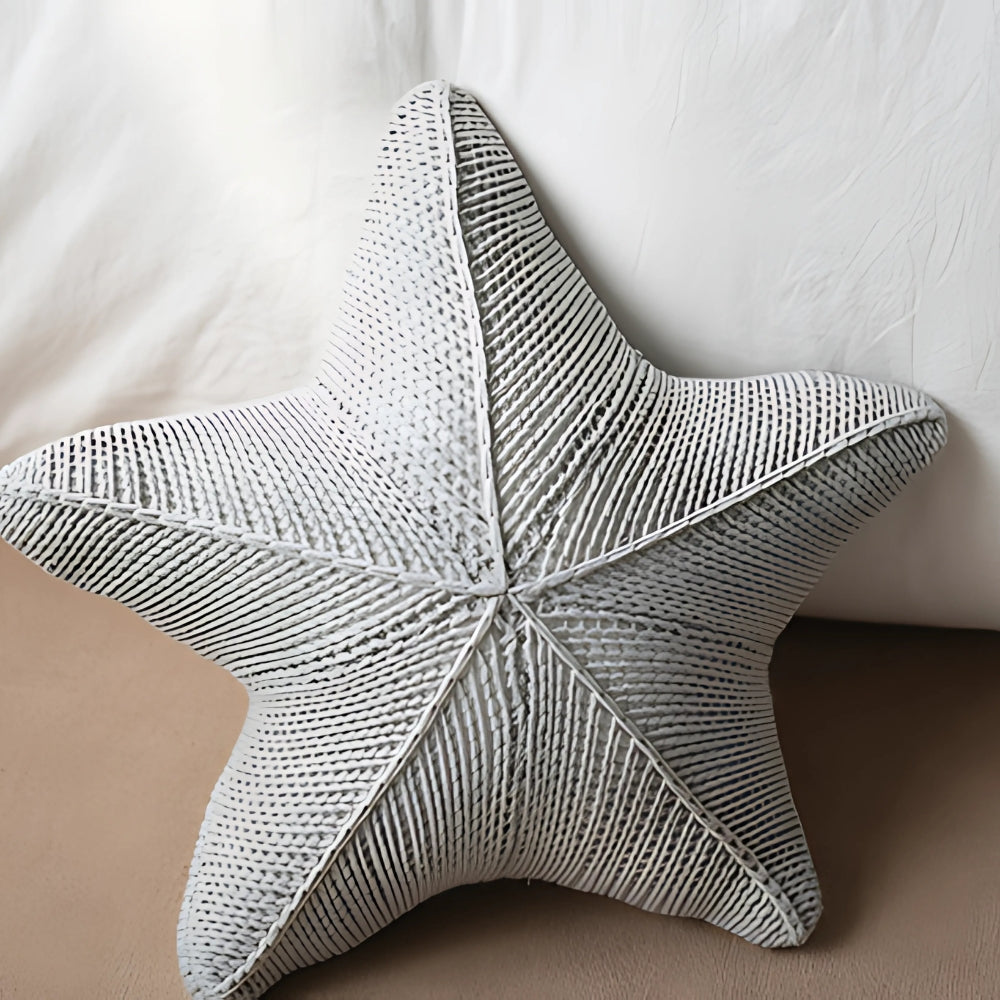 Accent Pillow | Hand-Knitted Starfish Design | 20 x 20 in