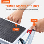 Step Stool | Folding Steel Frame & Non-Slip Steps | 2-Step