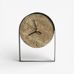 Table Clock | Rectangular Stone Body | Gold or Beige Finish