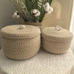 Storage Basket | Jute & Cotton With Lid