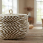 Storage Basket | Jute & Cotton With Lid
