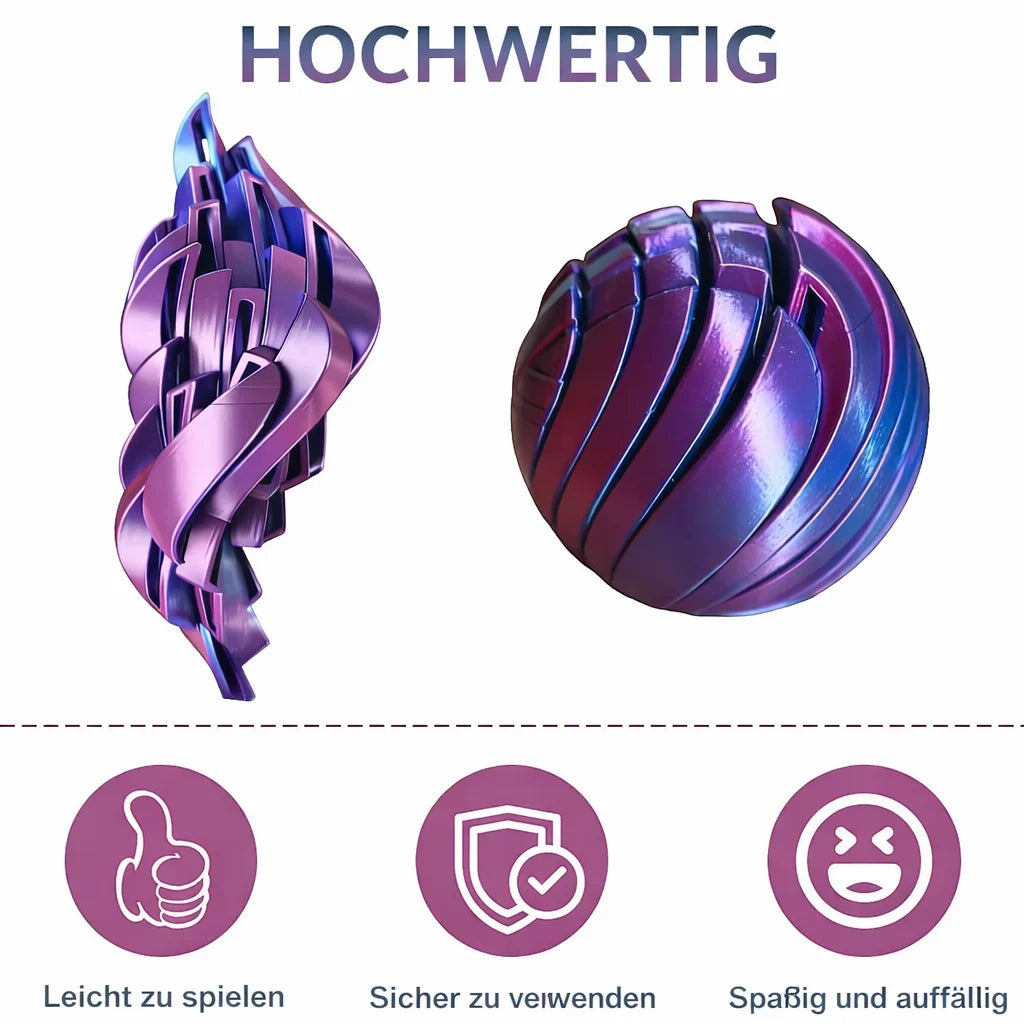 Stress Ball | Spiral Textured Silent Silicone | Diameter 5.4/7.4 cm