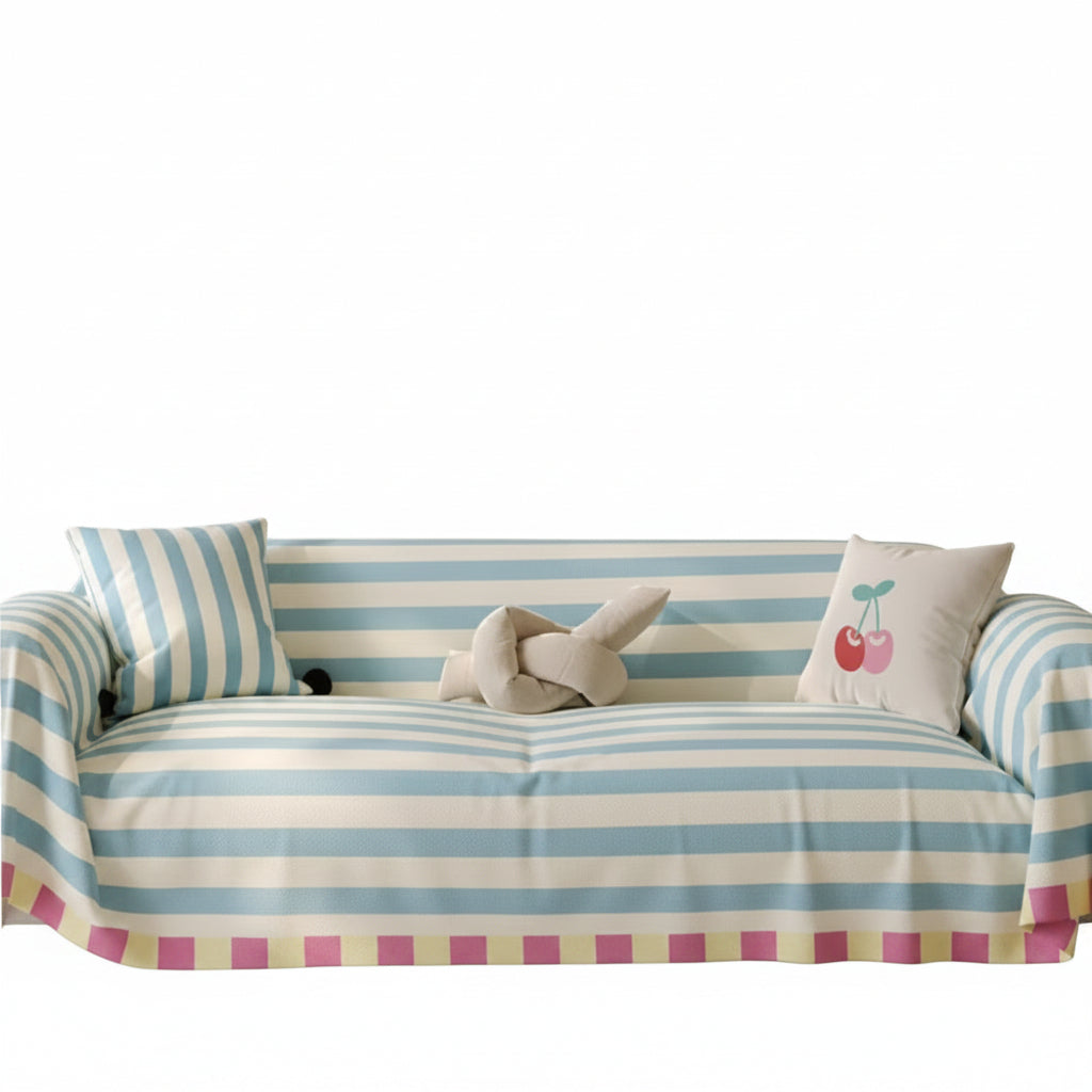 Sofa Cover | Horizontal Striped Print | Microfiber Blend
