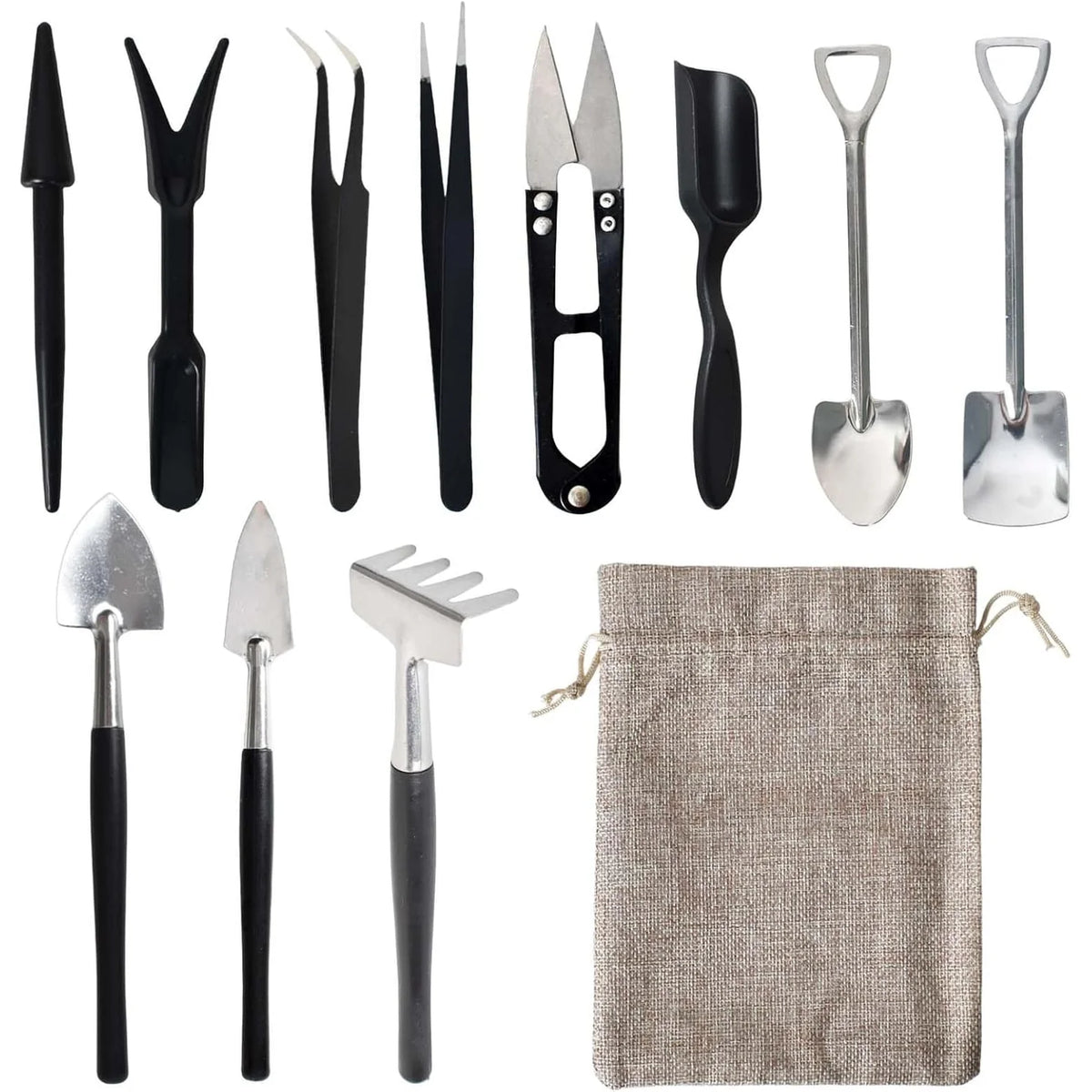 Succulent Tool Set | 12-Piece Polished Metal & Linen Pouch