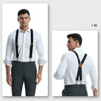 Suspenders | X-Back Adjustable & Lightweight | 4 Removable Clips