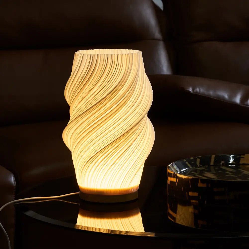 Table Lamp | Dimmable Wave Shade & Two-Tone | USB-Powered