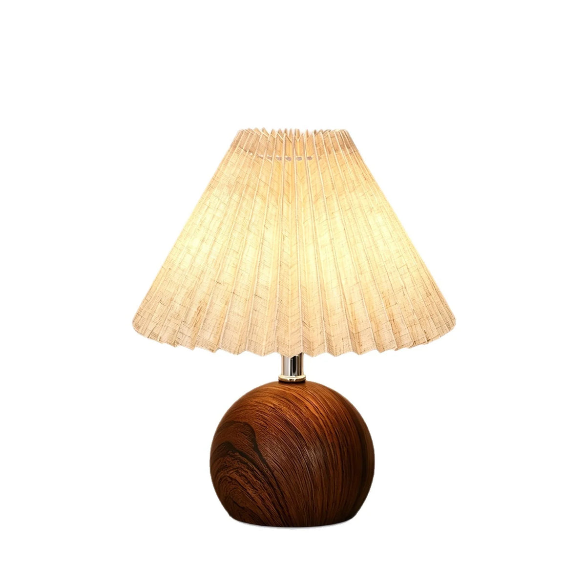 Table Lamp | Pleated Fabric Shade & Wood Base