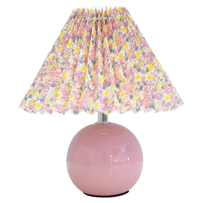 Table Lamp | Pleated Fabric Shade & Wood Base