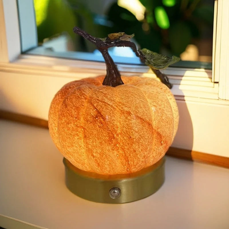 Table Lamp | Pumpkin-Shaped Glass & Touch Control | USB Powered