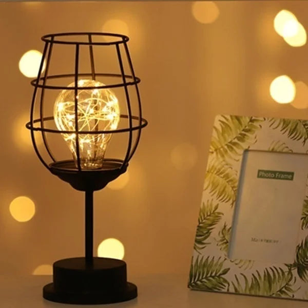 Table Lamp | Retro Hollow Iron & Ambient Glow | E27 Bulb