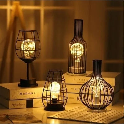 Table Lamp | Retro Hollow Iron & Ambient Glow | E27 Bulb