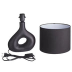 Table Lamp | Sculptural Ceramic Base & Fabric Shade | 28 cm Height