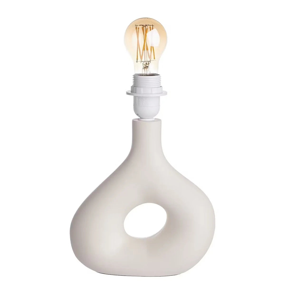 Table Lamp | Sculptural Ceramic Base & Fabric Shade | 28 cm Height