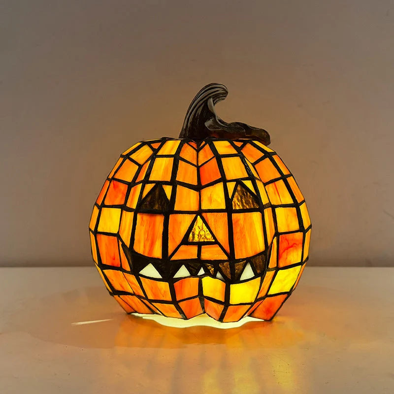 Table Lamp | Stained Glass Jack-O'-Lantern | Plug-In