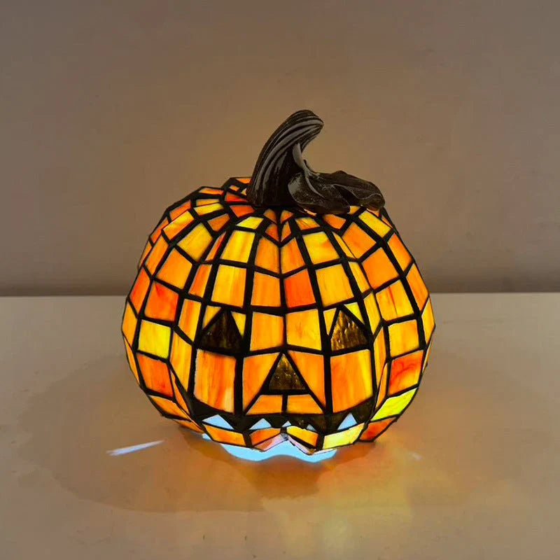 Table Lamp | Stained Glass Jack-O'-Lantern | Plug-In