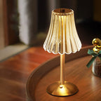 Table Lamp | Tri-Color LED & USB Rechargeable | Faceted Crystal Shade