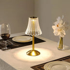 Table Lamp | Tri-Color LED & USB Rechargeable | Faceted Crystal Shade