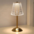Table Lamp | Tri-Color LED & USB Rechargeable | Faceted Crystal Shade