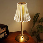 Table Lamp | Tri-Color LED & USB Rechargeable | Faceted Crystal Shade