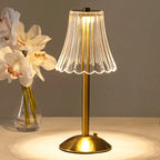 Table Lamp | Tri-Color LED & USB Rechargeable | Faceted Crystal Shade