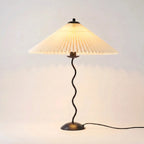 Table Lamp | Wavy Metal Base & Wide Pleated Shade