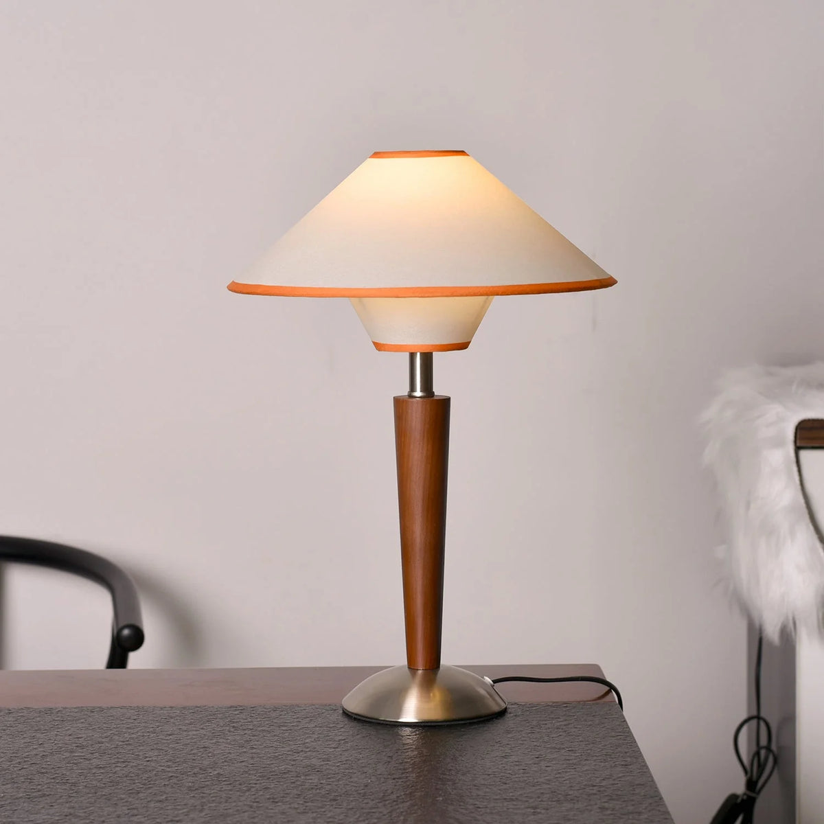 Table Lamp | Wood Base & Fabric Shade | 30 x 44 cm