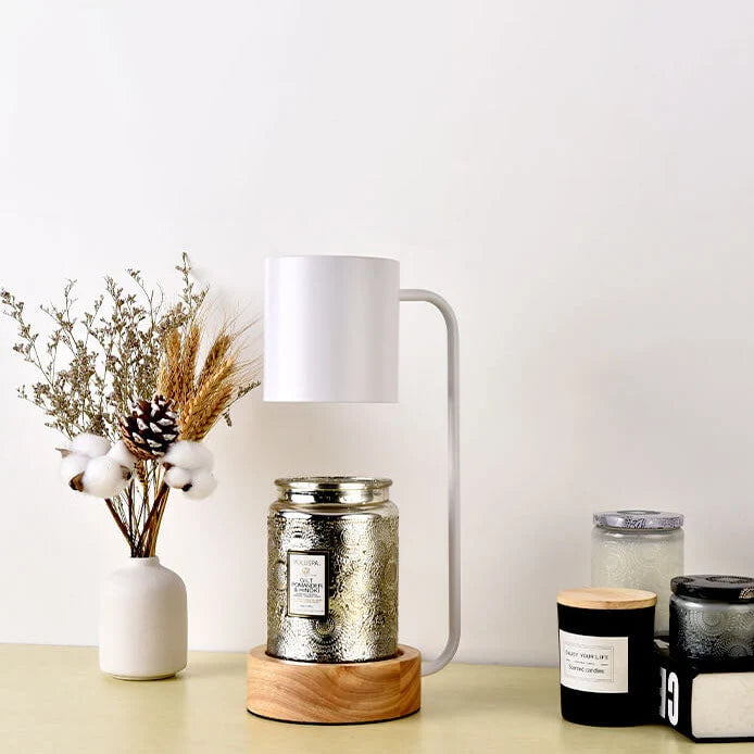 Table Lamp | Wood & Metal With Candle Holder | GU10 Socket