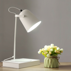 Table Lamp | Cylindrical Iron Base & Rounded Shade | In-Line Cord Switch