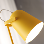 Table Lamp | Cylindrical Iron Base & Rounded Shade | In-Line Cord Switch