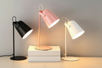 Table Lamp | Cylindrical Iron Base & Rounded Shade | In-Line Cord Switch