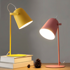 Table Lamp | Cylindrical Iron Base & Rounded Shade | In-Line Cord Switch