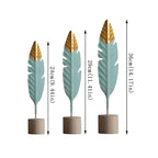 Table Ornament | Wood & Iron Feather & Leaf Photo Holder