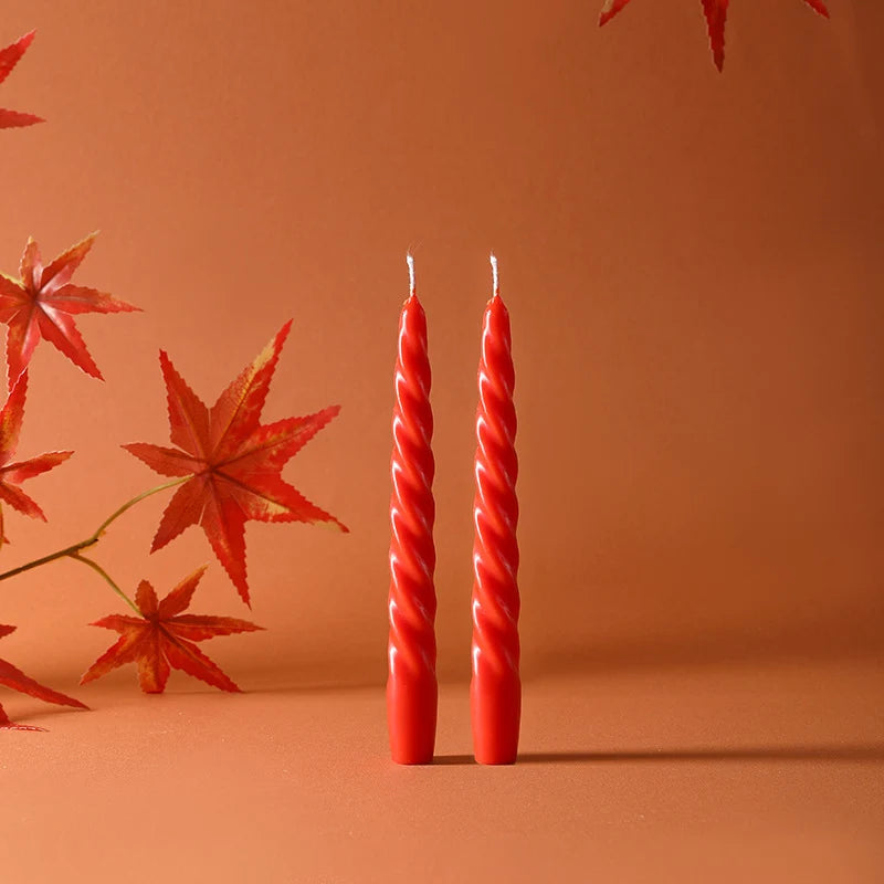 Taper Candle Pair | Sinuous Twist & Drip-Resistant