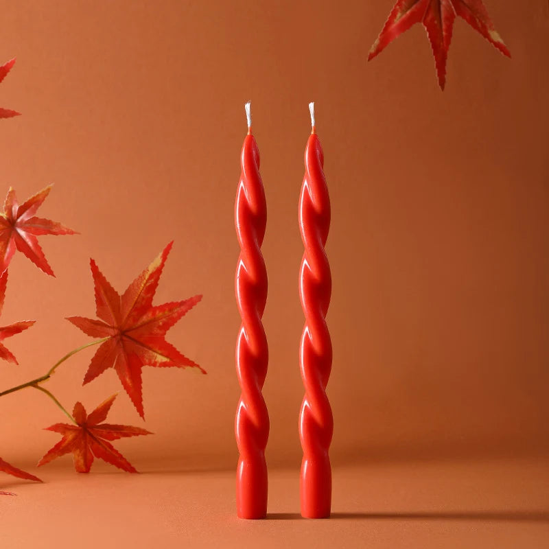 Taper Candle Pair | Sinuous Twist & Drip-Resistant