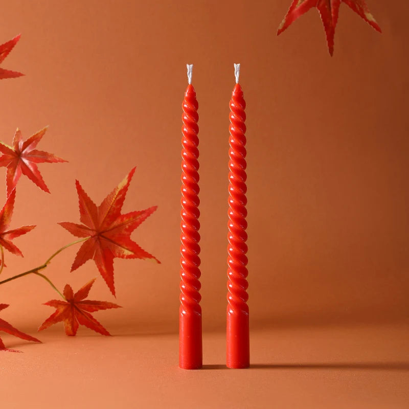 Taper Candle Pair | Sinuous Twist & Drip-Resistant