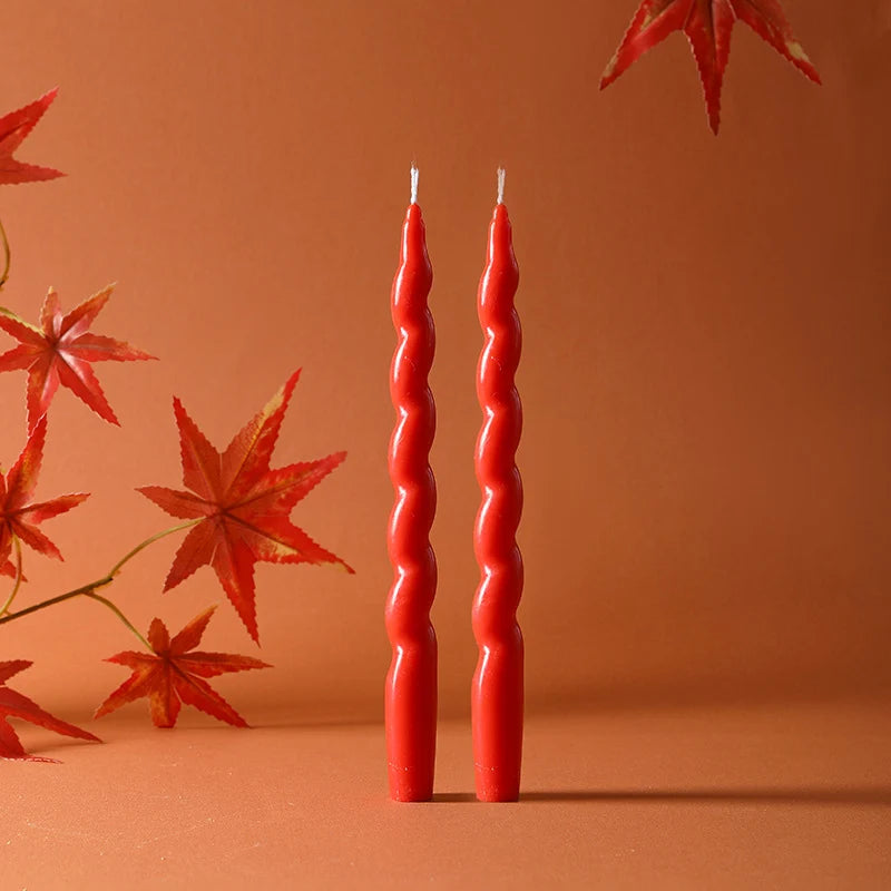 Taper Candle Pair | Sinuous Twist & Drip-Resistant