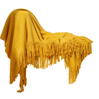 Throw Blanket | Chunky Knit & Tassel Edges | 51 x 94 in