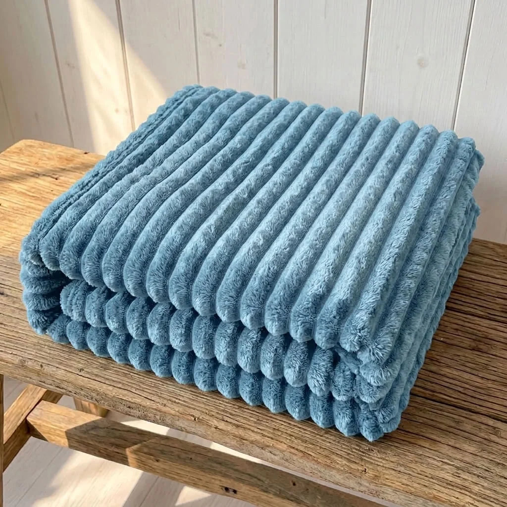 Throw Blanket | Chunky Ribbed Fleece | Machine Washable