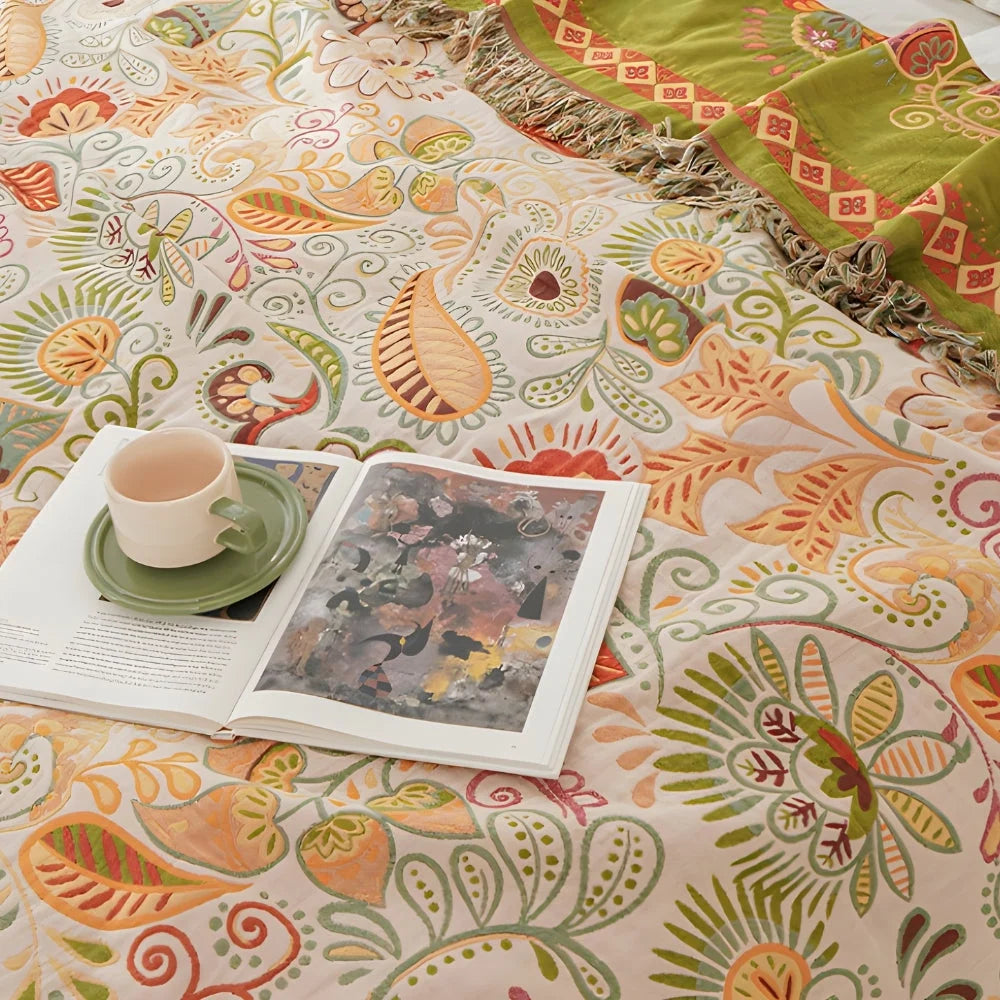 Throw Blanket | Reversible & Lightweight With Tasseled Edges