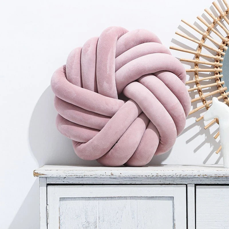 Throw Pillow | Knotted Ball & Plush Velvet