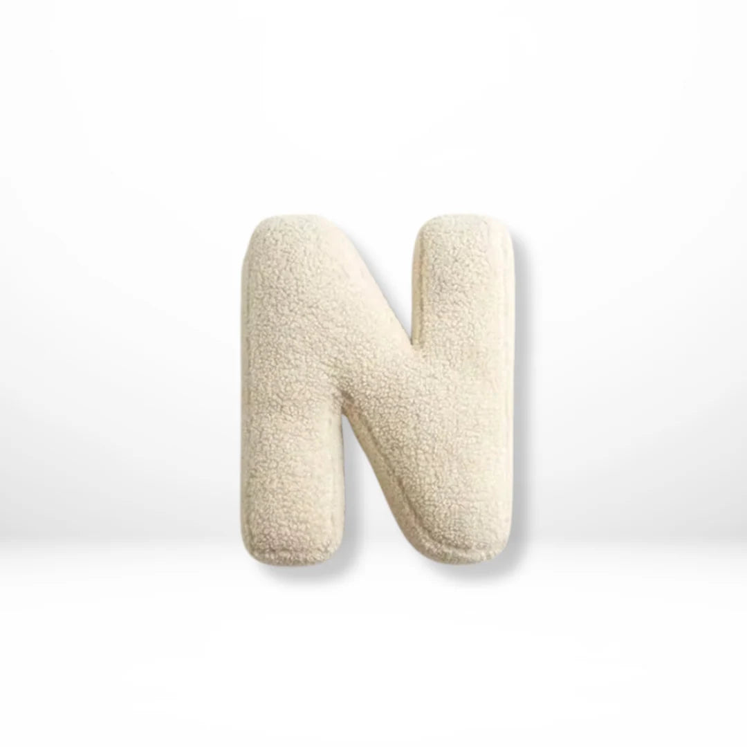 Throw Pillow | Sherpa Plush Letter | 38 x 30 cm
